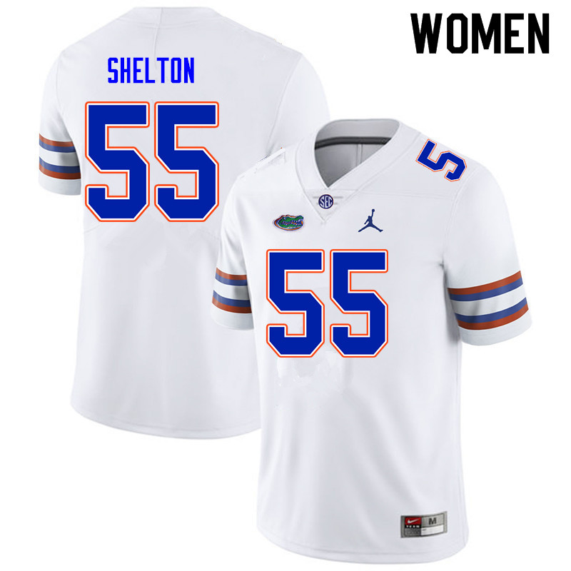 Women #55 Antonio Shelton Florida Gators College Football Jerseys Sale-White - Click Image to Close